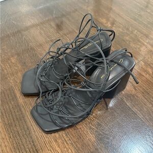 Gianvito Rossi Black Strappy Heeled Sandals